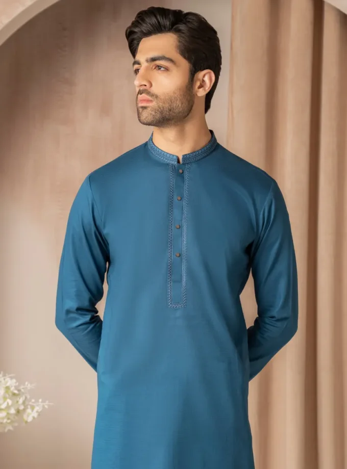 Junaid Jamshed shalwaar kameez - blue 14479 maat L