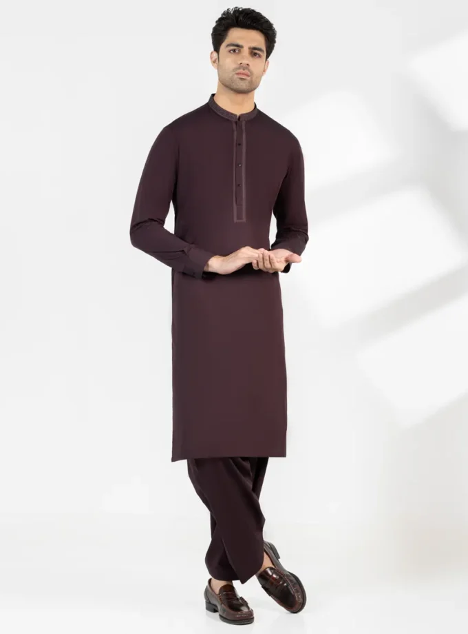 Junaid Jamshed shalwaar kameez - maroon 14611 maat M en L