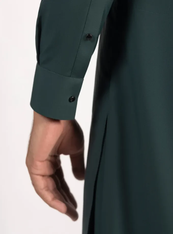 Junaid Jamshed shalwaar kameez - dark green 14581 maat M en L
