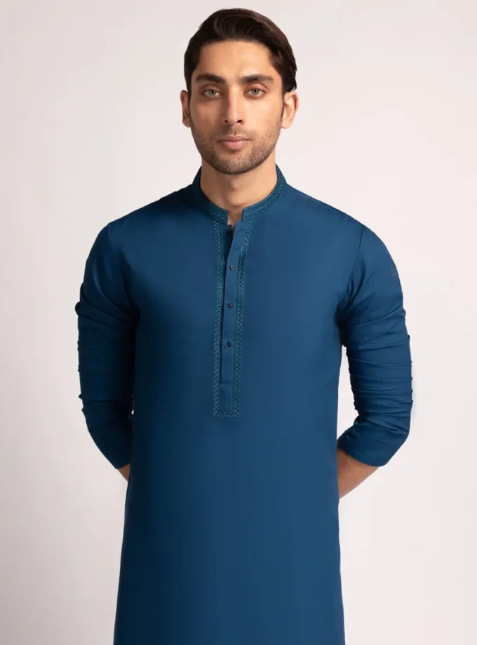 Junaid Jamshed shalwaar kameez - blue 14531 maat S en L