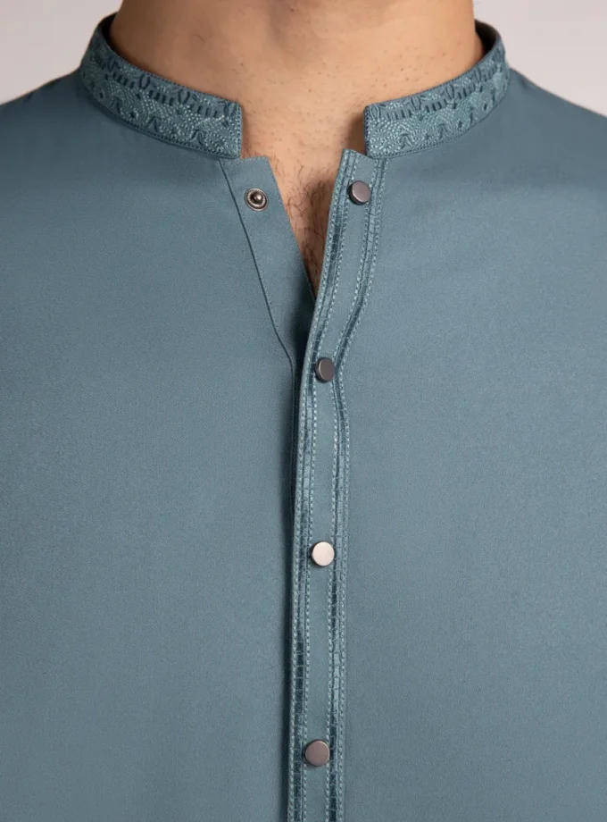 Junaid Jamshed shalwaar kameez - dull blue 14504 maat M en L