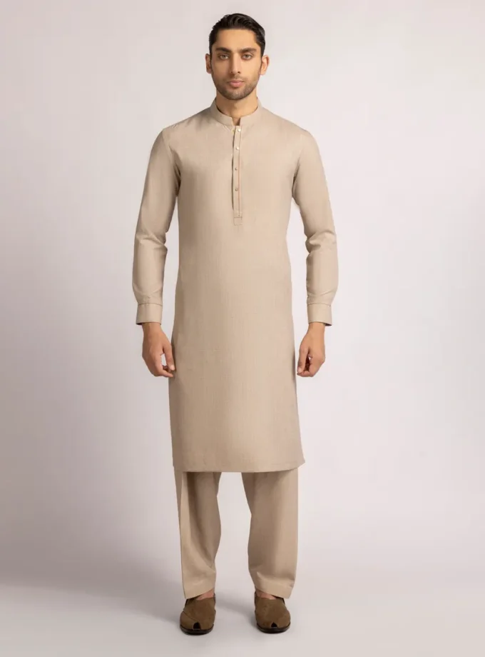 Junaid Jamshed shalwaar kameez - beige 14387 maat M en L