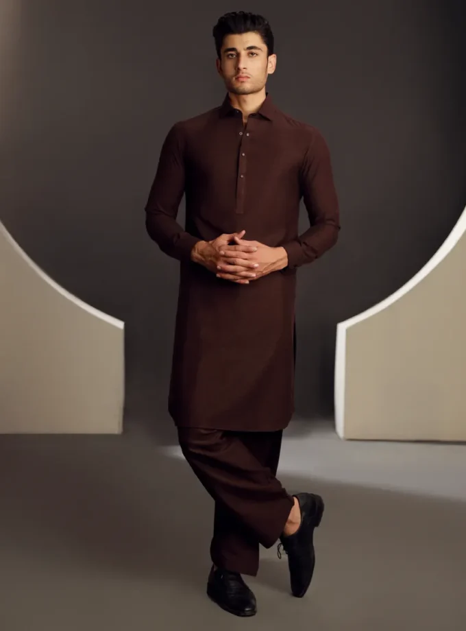 Junaid Jamshed shalwaar kameez - brown 14576 maat XL