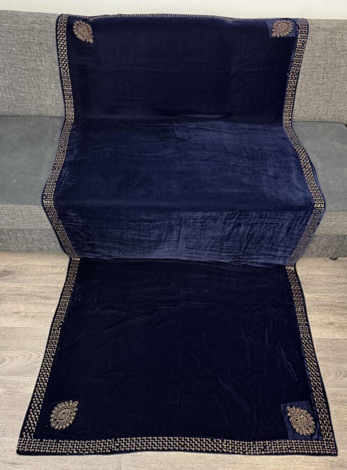 Velvet shawl- navy blue 14854