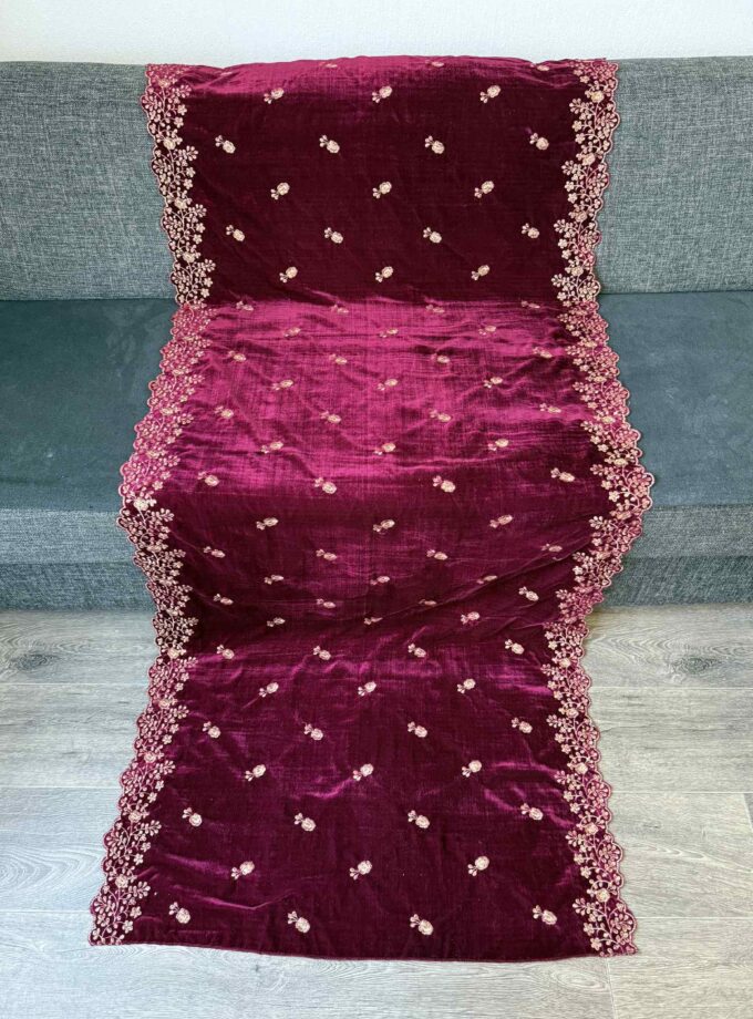 Velvet shawl- bordeaux 14781