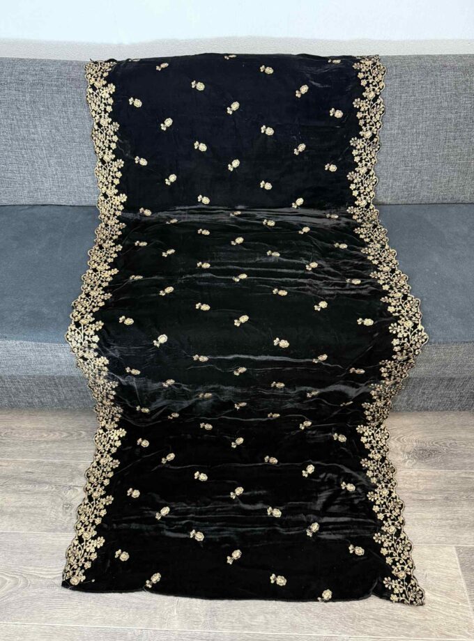 Velvet shawl- zwart 14783