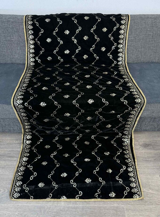 Velvet shawl- zwart 14864