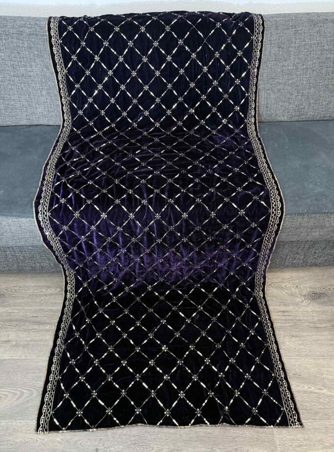 Velvet shawl- navy blue 14803