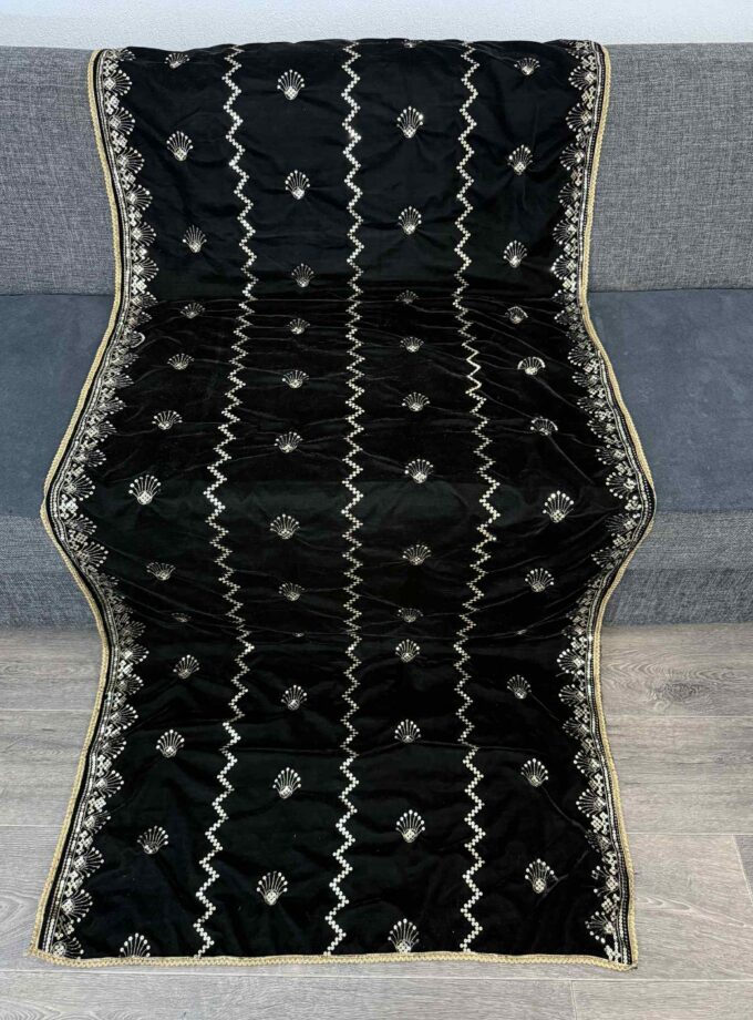 Velvet shawl- zwart 14872