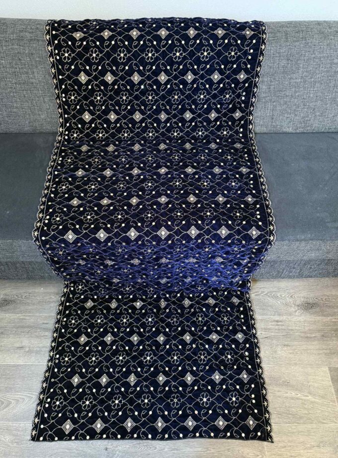 Velvet shawl- navy blue 14771