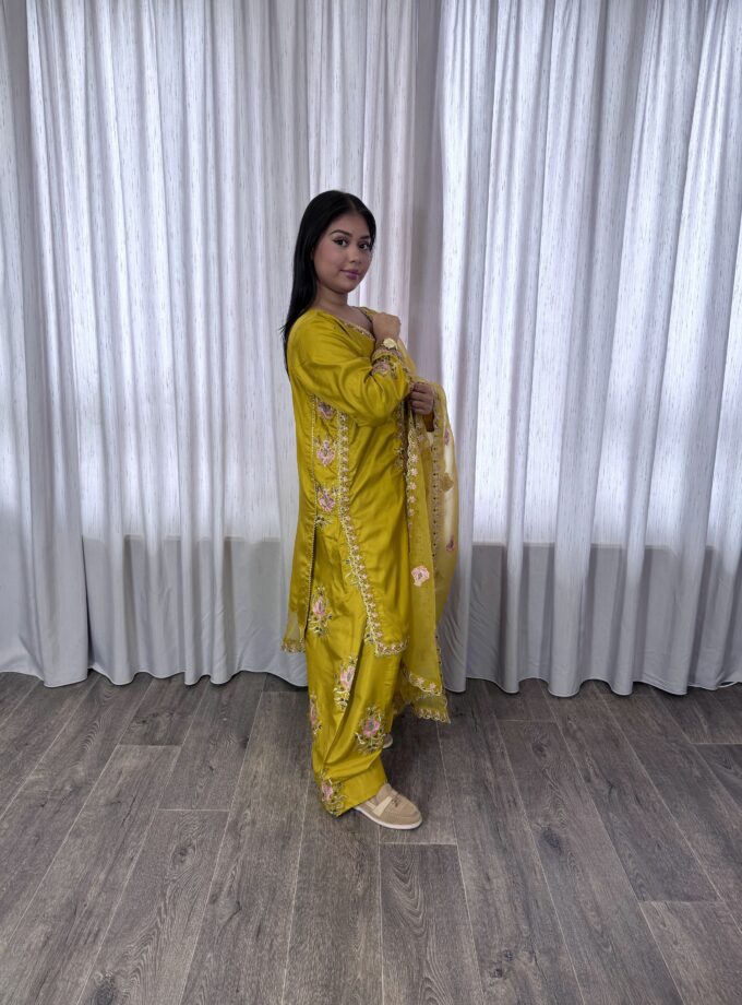 Farshi shalwaar parrot green - 3delig 2209