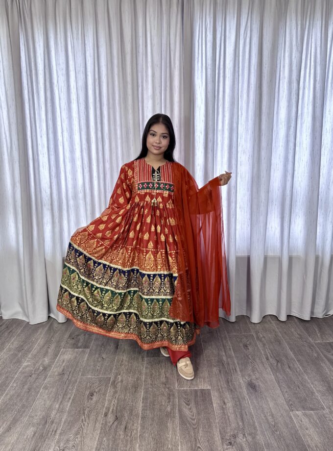 Sindhi frok cambric katan- 3delig 2211