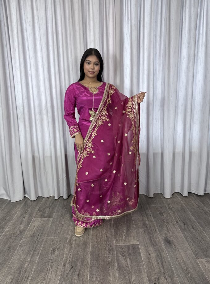 Raw silk plazzo suit - 3 delig 2210