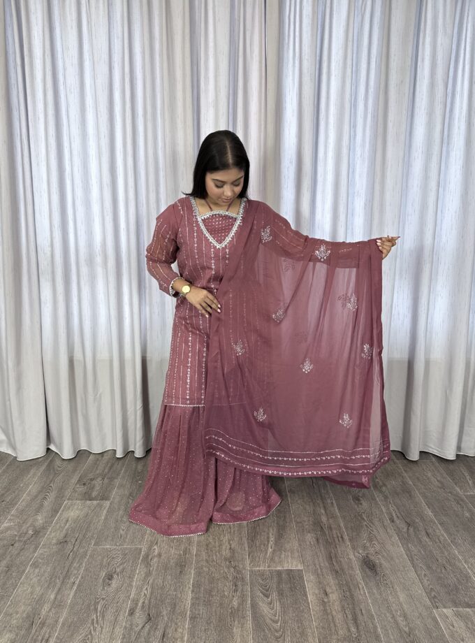 Gharara mukesh chiffon- 3 delig 2212