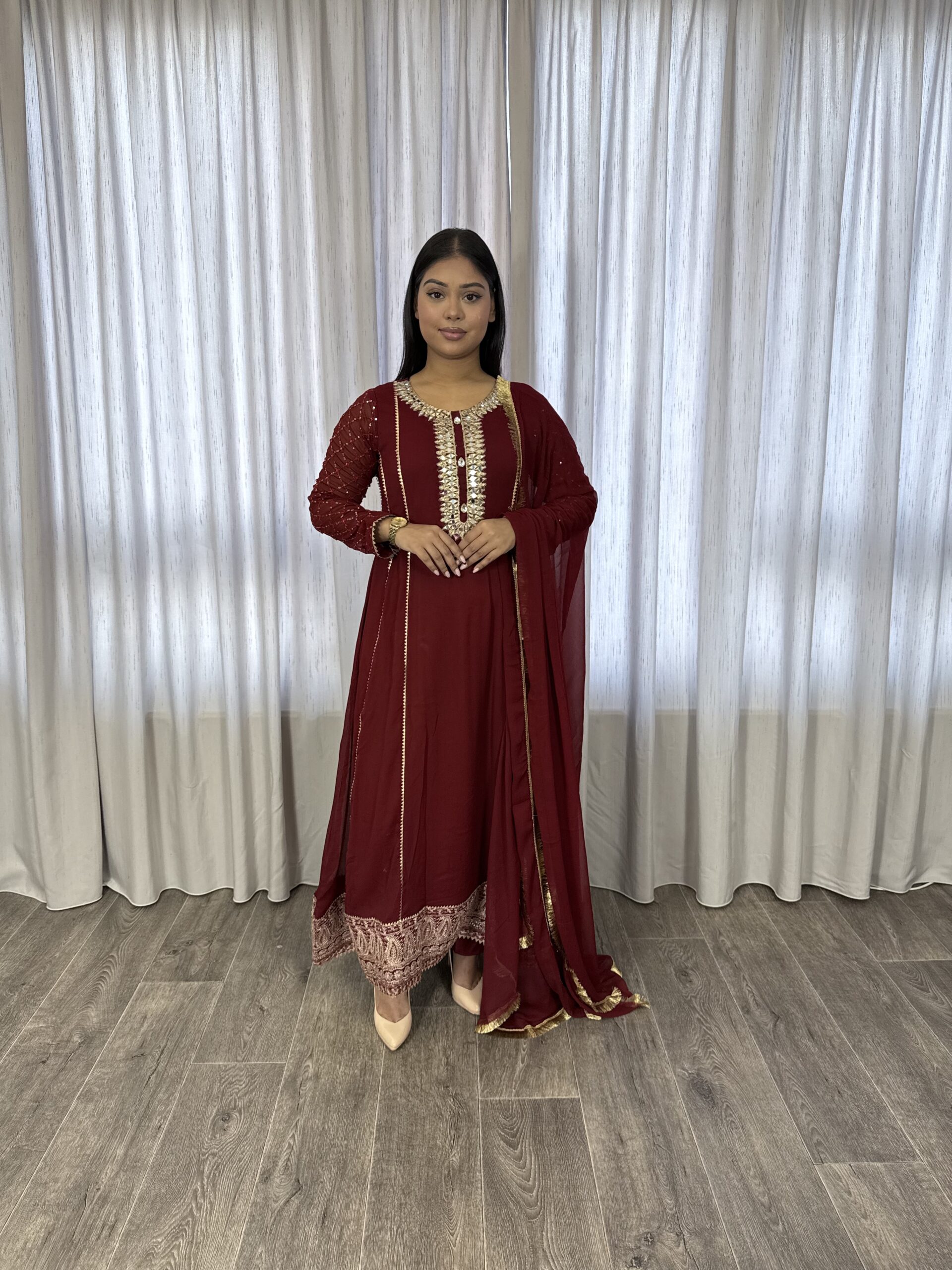 Mona chiffon maxi bordeaux- 3delig 2213
