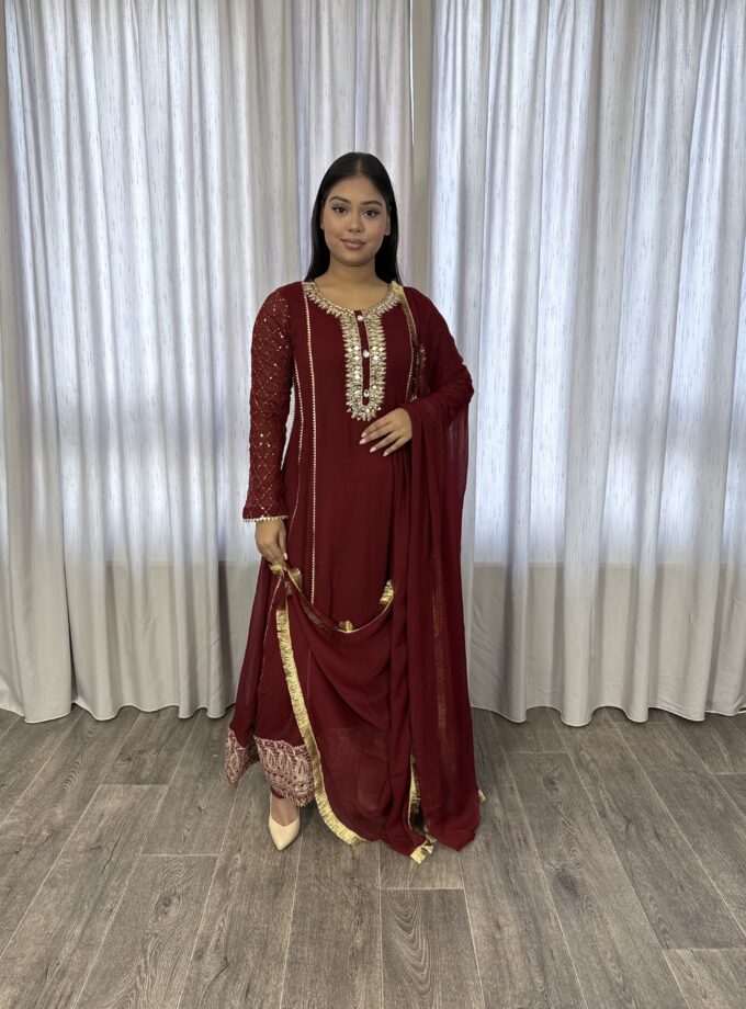 Mona chiffon maxi bordeaux- 3delig 2213