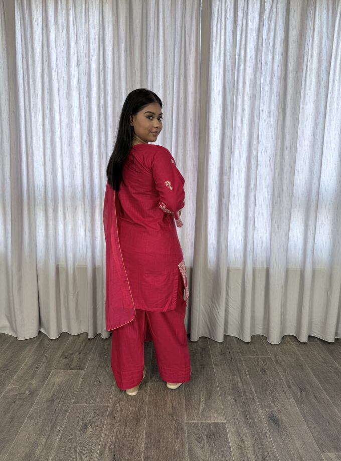 Khaddar suit fuchsia- 3delig 0423