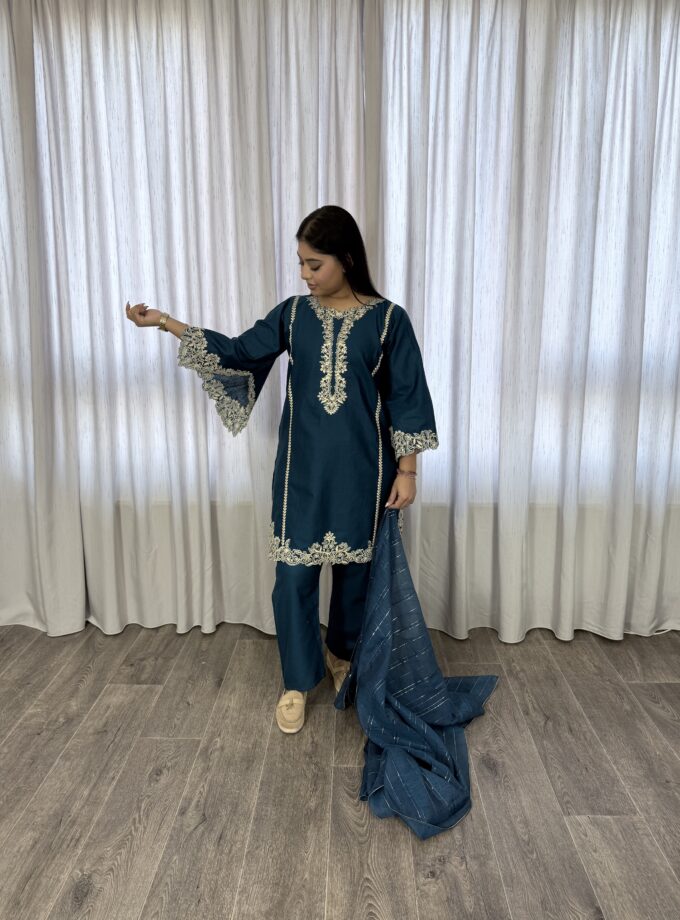 Khaddar suit zink- 3delig 0424