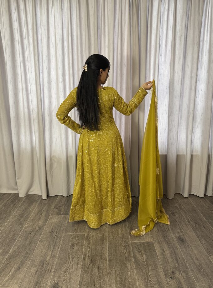 Mona maxi chiffon parrot green- driedelig 2221