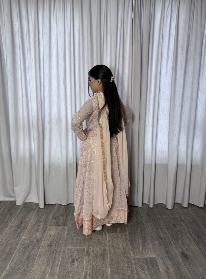 Mona maxi chiffon zalmroze - driedelig 2220