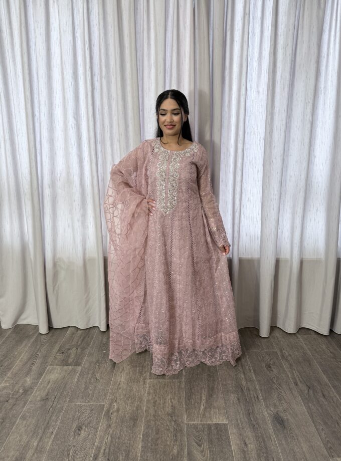 Mona maxi organza lila- driedelig 2225