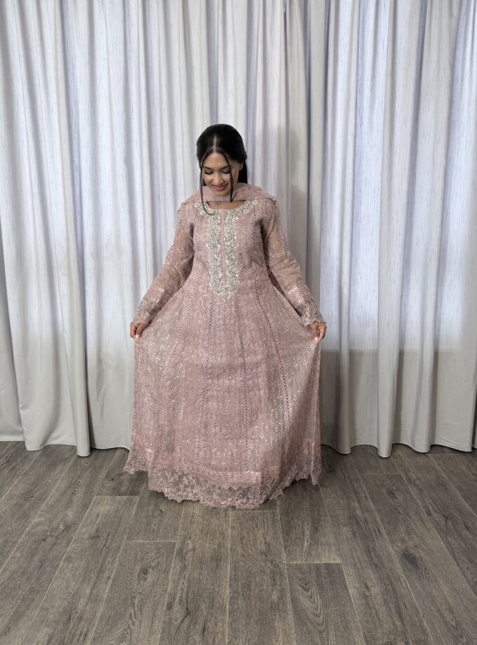 Mona maxi organza lila- driedelig 2225