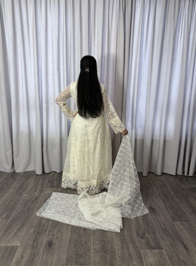 Mona maxi organza wit- driedelig 2224