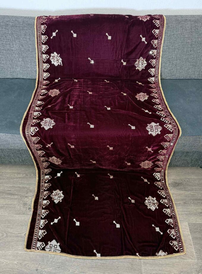 Velvet shawl- bordeaux 14799