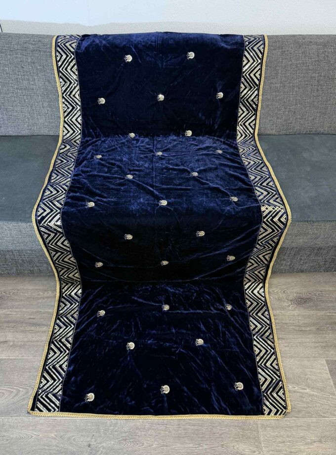 Velvet shawl- navy blue 14818