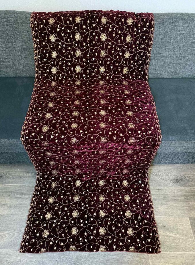 Velvet shawl- bordeaux 14775