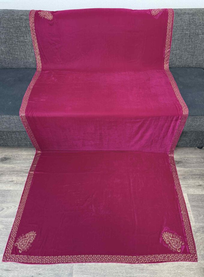 Velvet shawl- fuchsia 14842