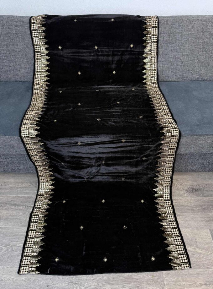 Velvet shawl- zwart 14838