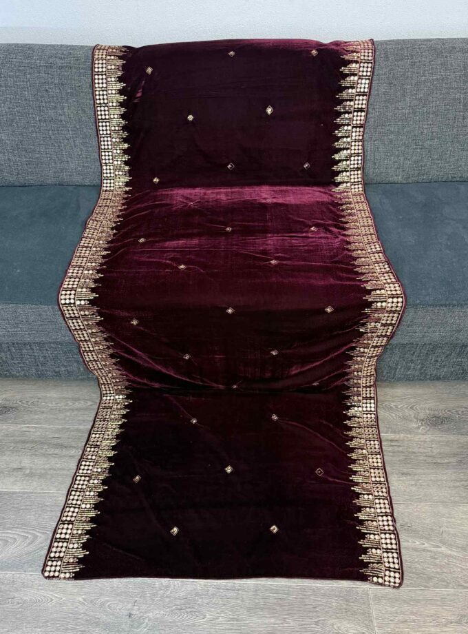 Velvet shawl- bordeaux