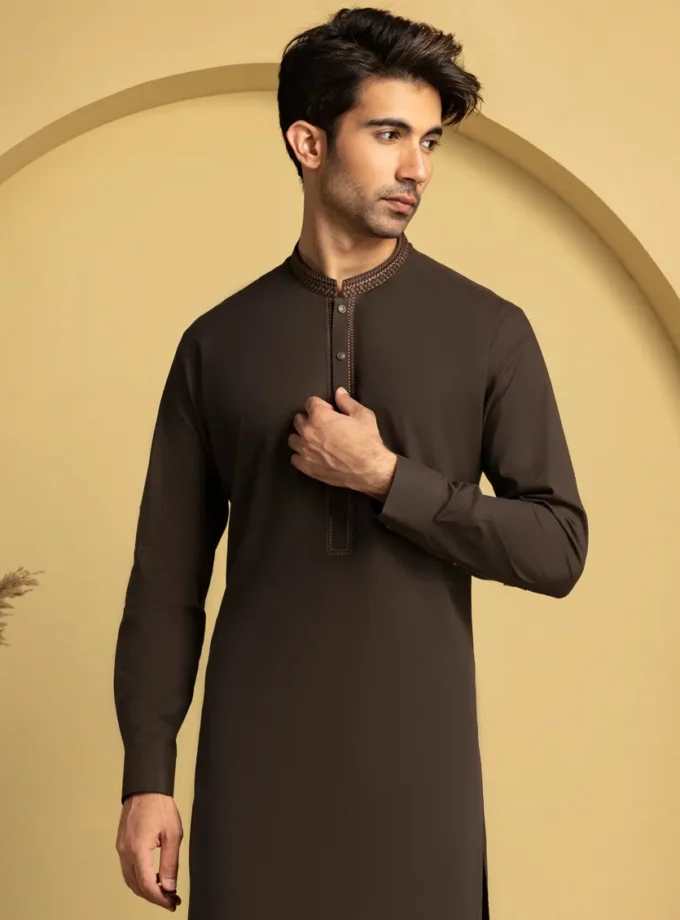 Junaid Jamshed shalwaar kameez - brown 14618 maat XL