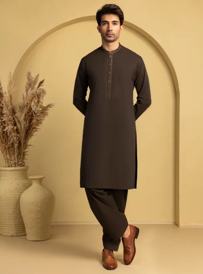 Junaid Jamshed shalwaar kameez - brown 14618 maat XL