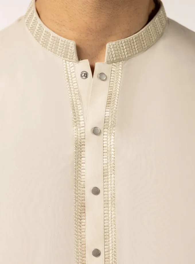 Junaid Jamshed shalwaar kameez - fawn 14604 maat M