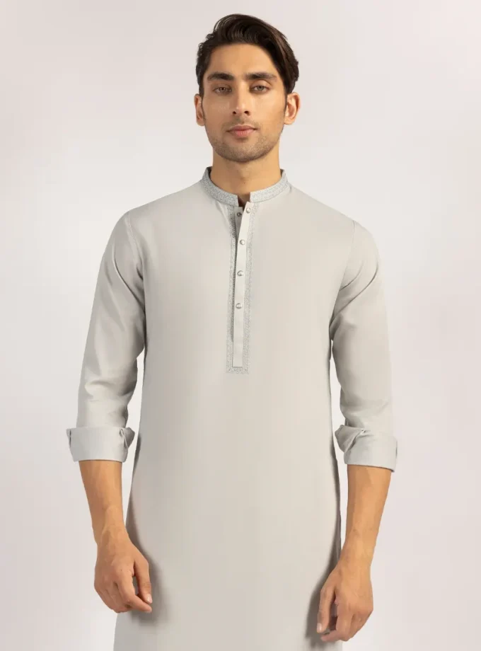 Junaid Jamshed shalwaar kameez - light grey 14486 maat M