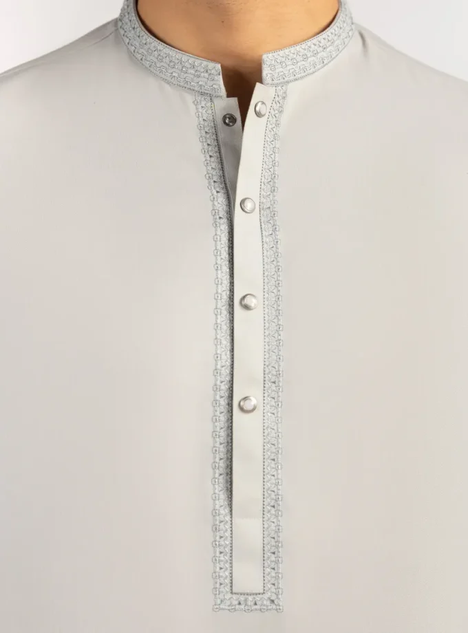 Junaid Jamshed shalwaar kameez - light grey 14486 maat M - Medium