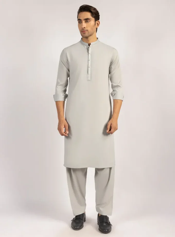 Junaid Jamshed shalwaar kameez - light grey 14486 maat M