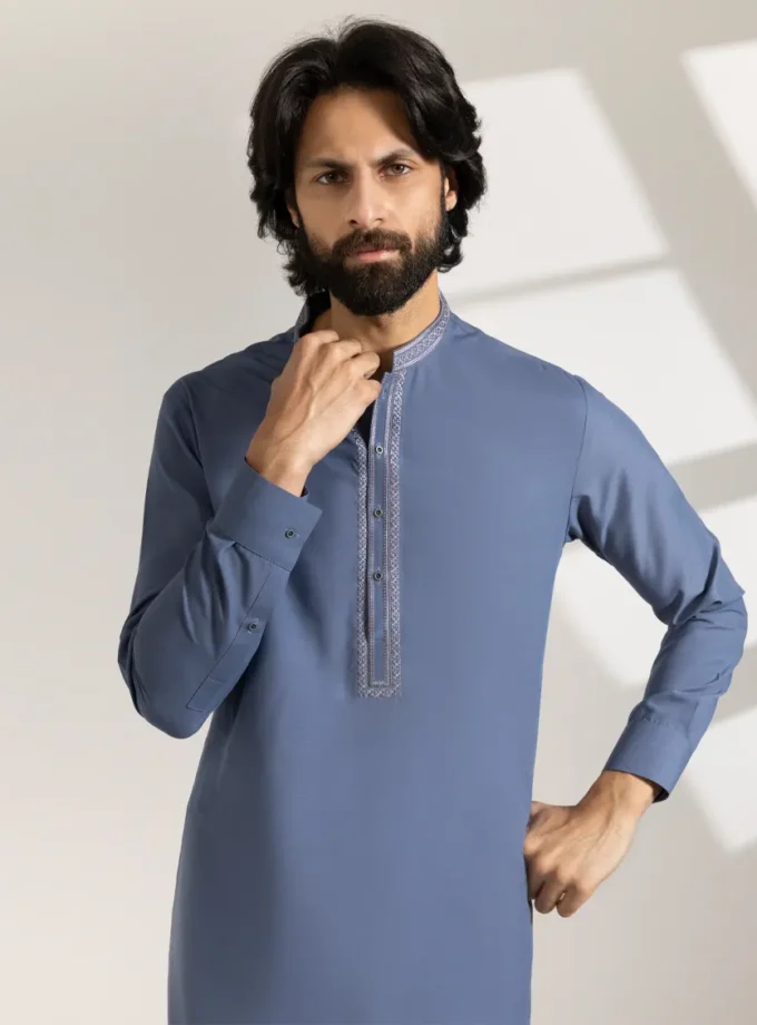 Junaid Jamshed shalwaar kameez - greyish blue 14546 maat L
