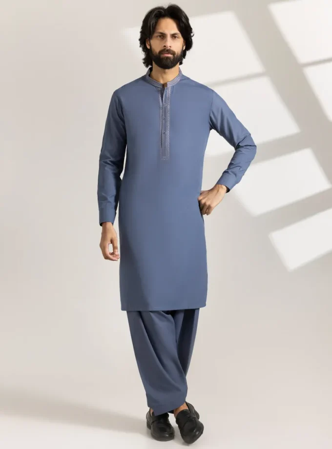 Junaid Jamshed shalwaar kameez - greyish blue 14546 maat L