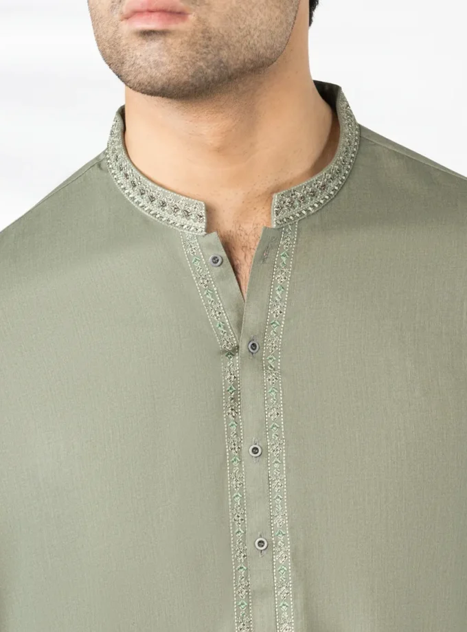 Junaid Jamshed shalwaar kameez - green 14590 maat XL