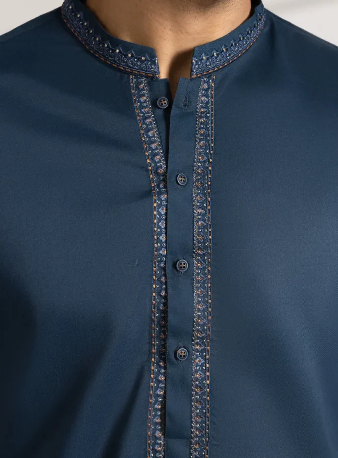 Junaid Jamshed shalwaar kameez - teal blended 14561 maat M en XL