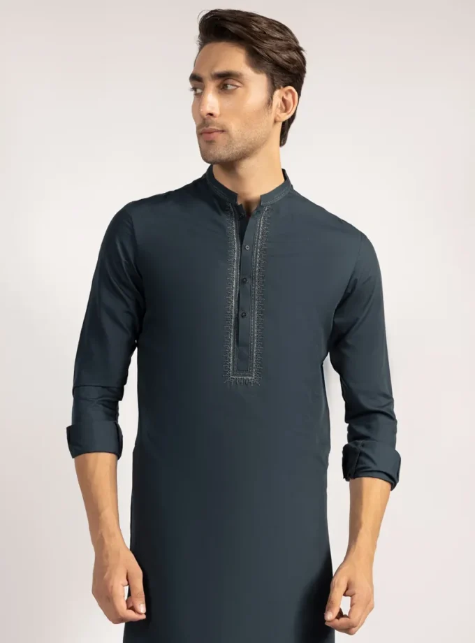 Junaid Jamshed shalwaar kameez - dark green 14570 maat S