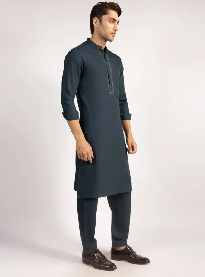 Junaid Jamshed shalwaar kameez - dark green 14570 maat S