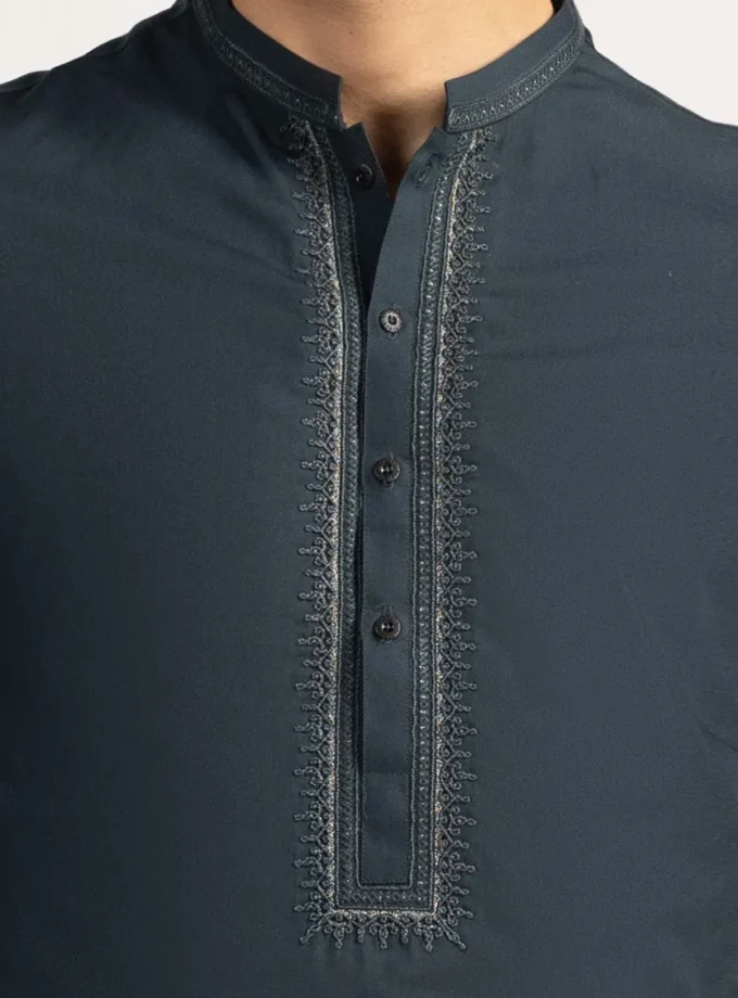 Junaid Jamshed shalwaar kameez - dark green 14570 maat S