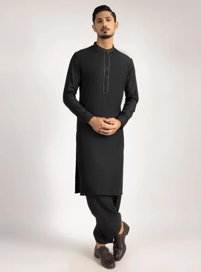 Junaid Jamshed shalwaar kameez - black alleen maat XS 14501