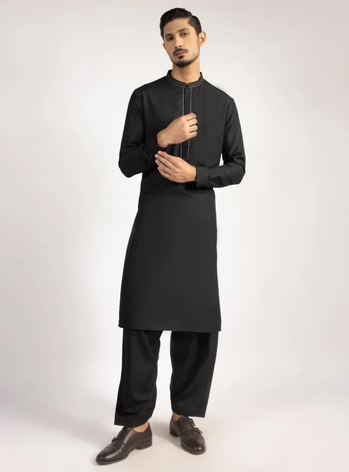 Junaid Jamshed shalwaar kameez - black alleen maat XS 14501