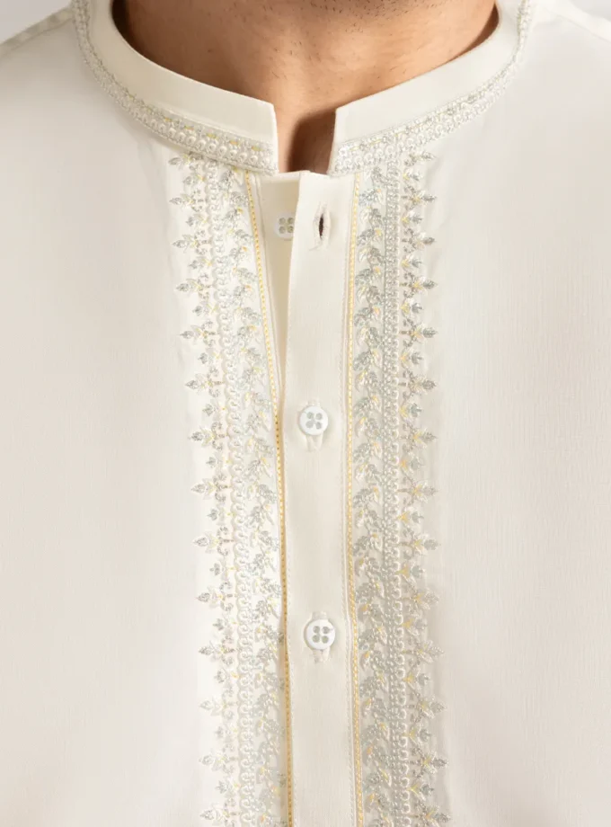 Junaid Jamshed shalwaar kameez - cream 14493 maat XL