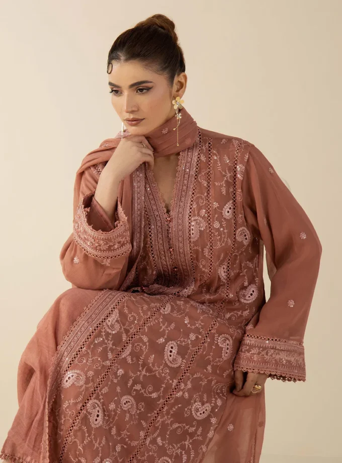 Adan Libas chiffon gown oudroze- 3delig